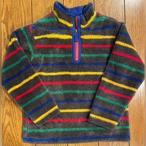 EUC Hanna Andersson UNISEX grey fleece striped quarter zip pullover, size 130